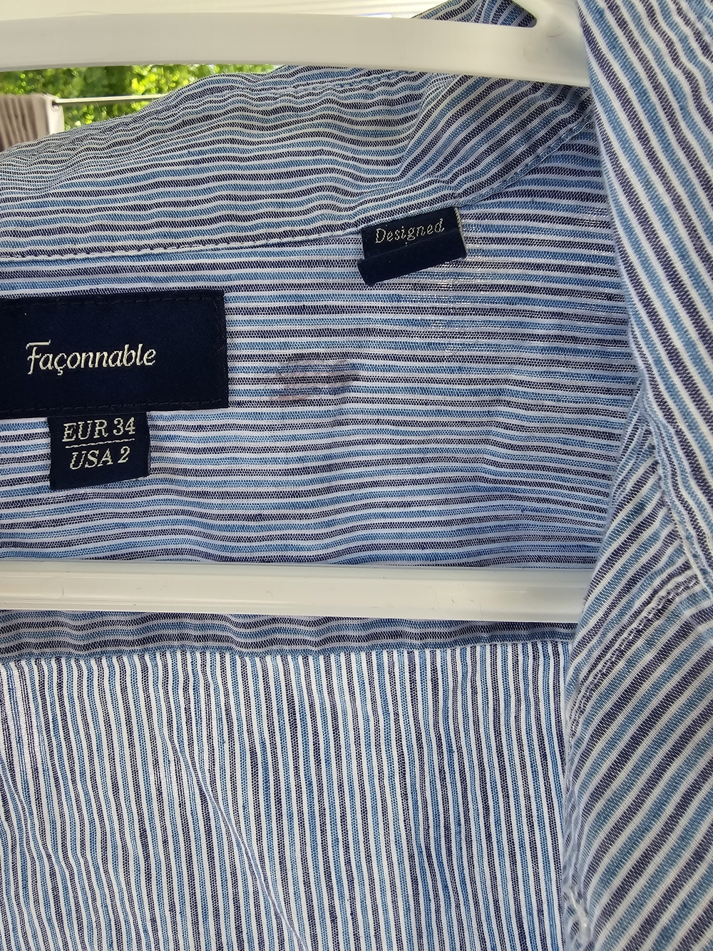 Façonnable Linen Blue Stripe Button-Up Shirt - Picture 3 of 10